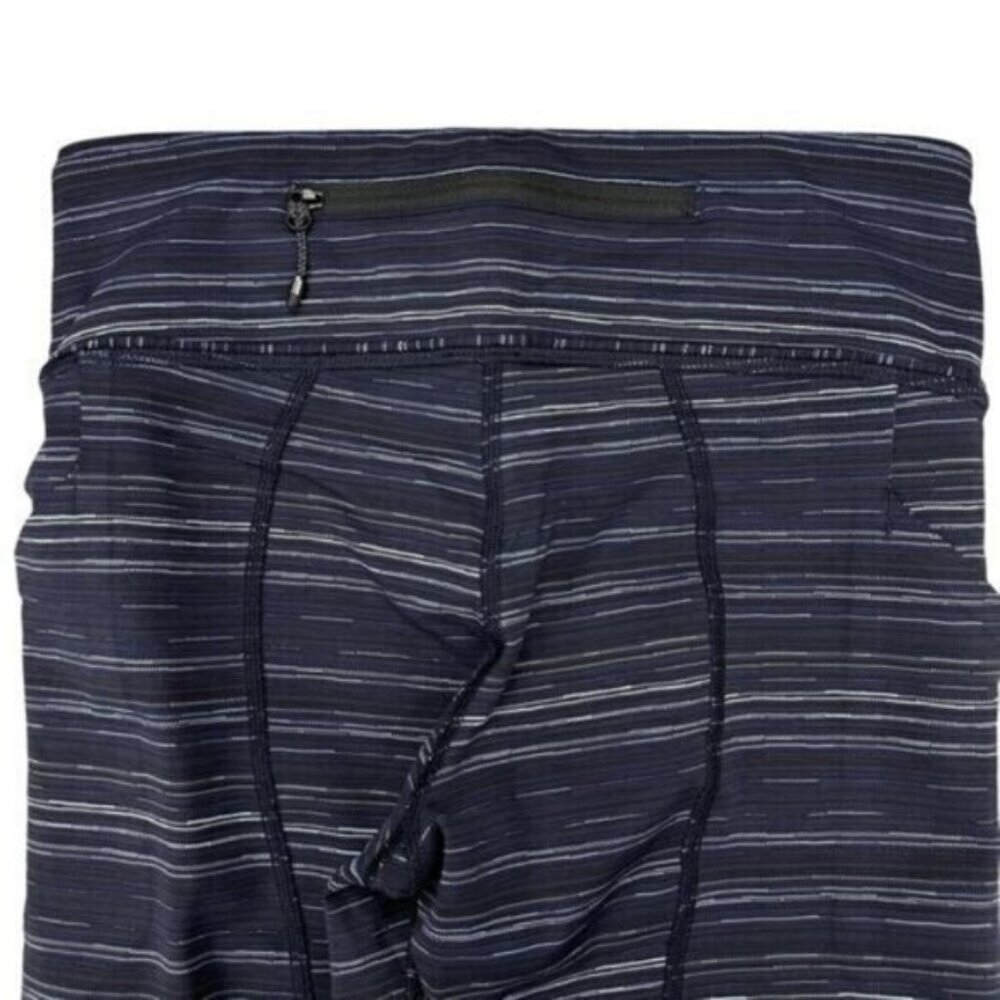 LULULEMON Pace Rival Crop Leggings Cyber Stripe Naval Blue Black Womens Size 4 - Picture 10 of 12